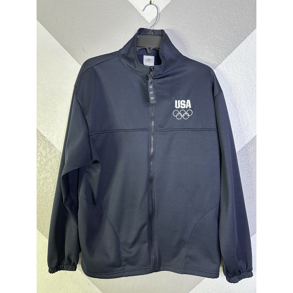 United States Olympic Committee Mens L Navy Full Zip Jacket Made in USA